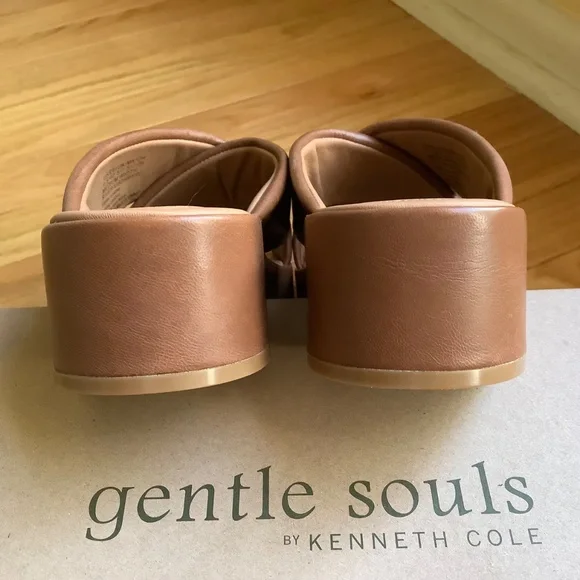 Gentle Souls River Platform Slide Sandal Luggage Leather SZ 9.5 - Picture 8 of 13